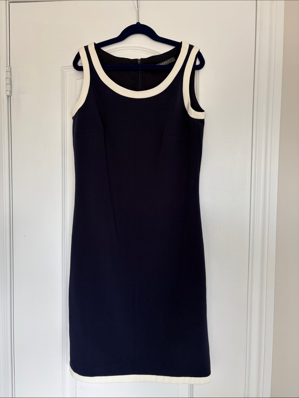 Esprit Black Sleeveless Sheath Dress with White Trim